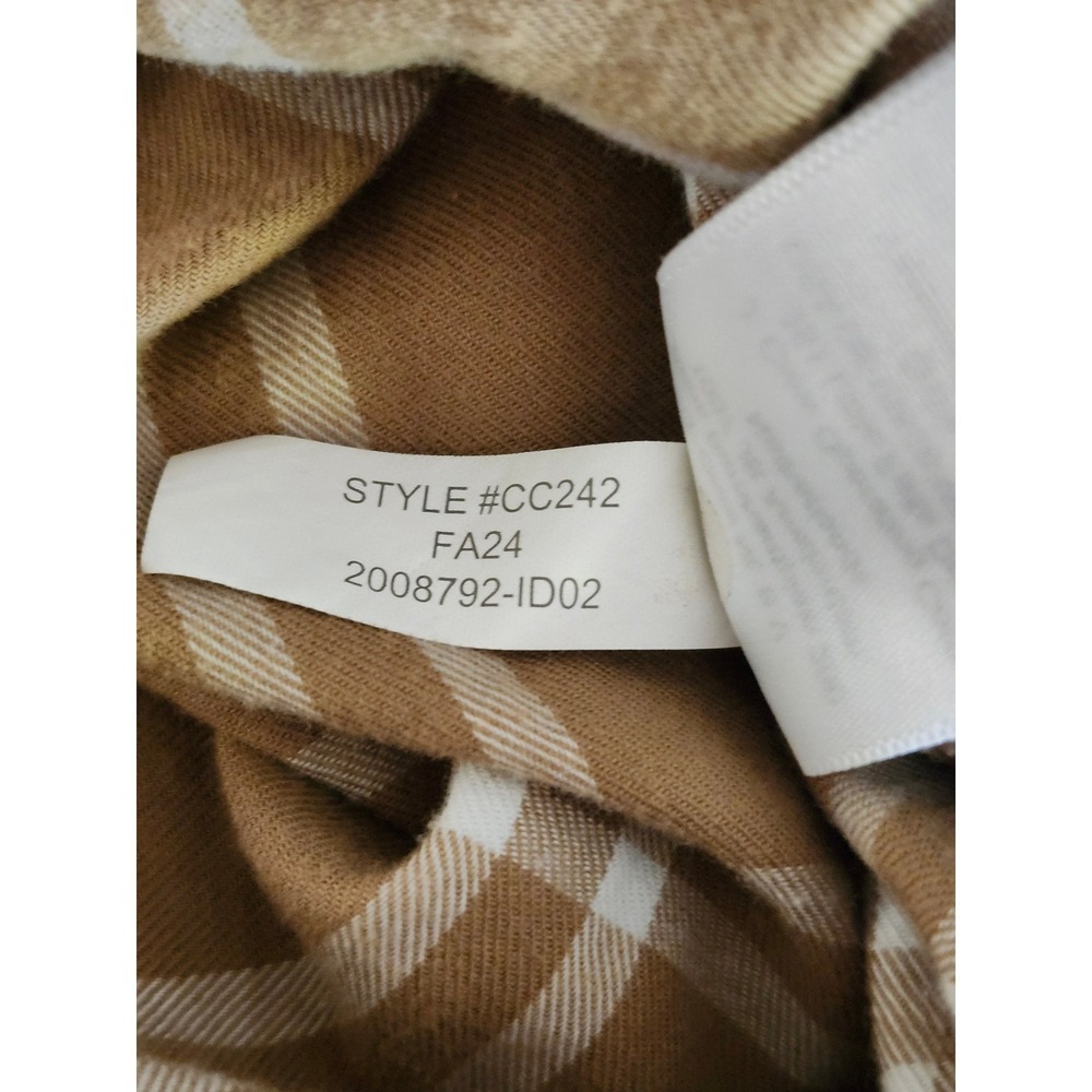 J.Crew Plaid Button Front Shirt XL Tan Beige Long Sleeve Casual Cotton Blend - Picture 7 of 9
